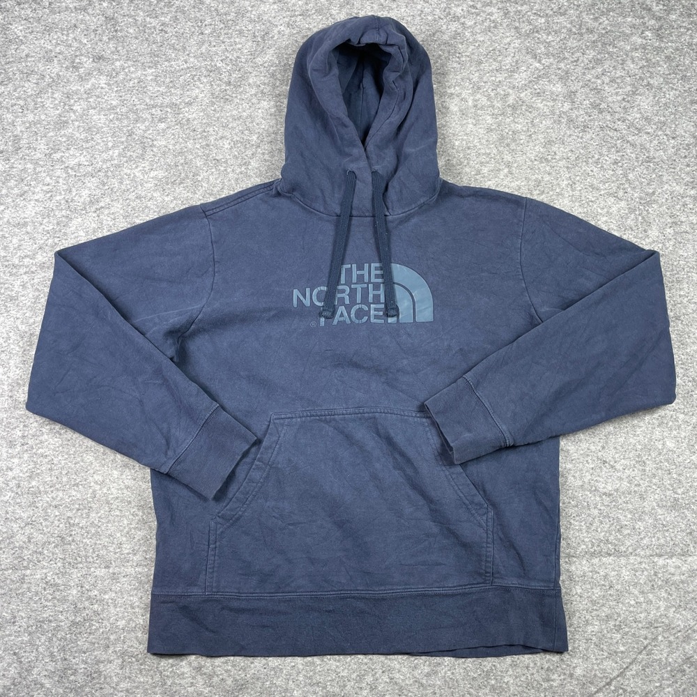 The North Face Hoodie Mens Medium Blue Pullover Half Dome Fleece Sweatshirt